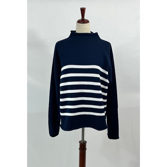FRANK & EILEEN Sz M Medium Monterey Pullover Sweater Navy Stripe - Picture 10 of 10